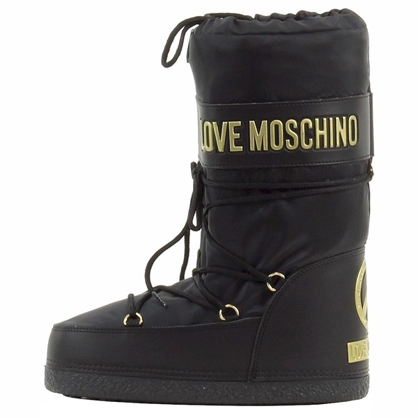 Love Moschino Women's Peace Metallic Logo Lace Up Snow Moon Boots Shoes ...