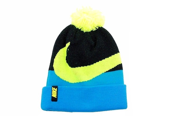  Nike Boy's Large Logo Graphic Winter Pom Pom Beanie Hat & Gloves Set 