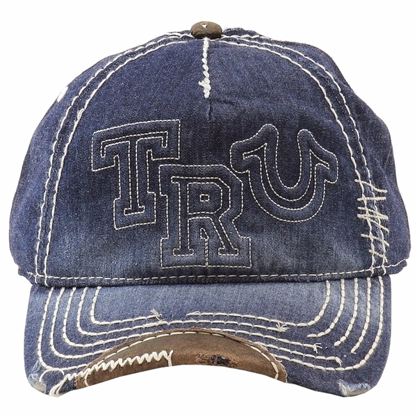  True Religion Embroidered Tru Logo Adjustable Baseball Hat (One Size Fits Most) 