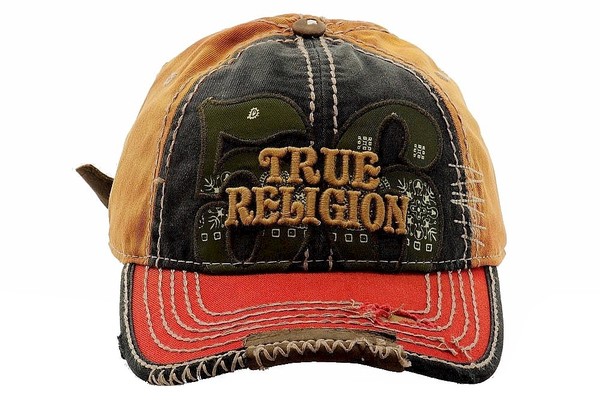  True Religion Men's Bandana Logo Cotton Baseball Cap Adjustable Hat (One Size) 