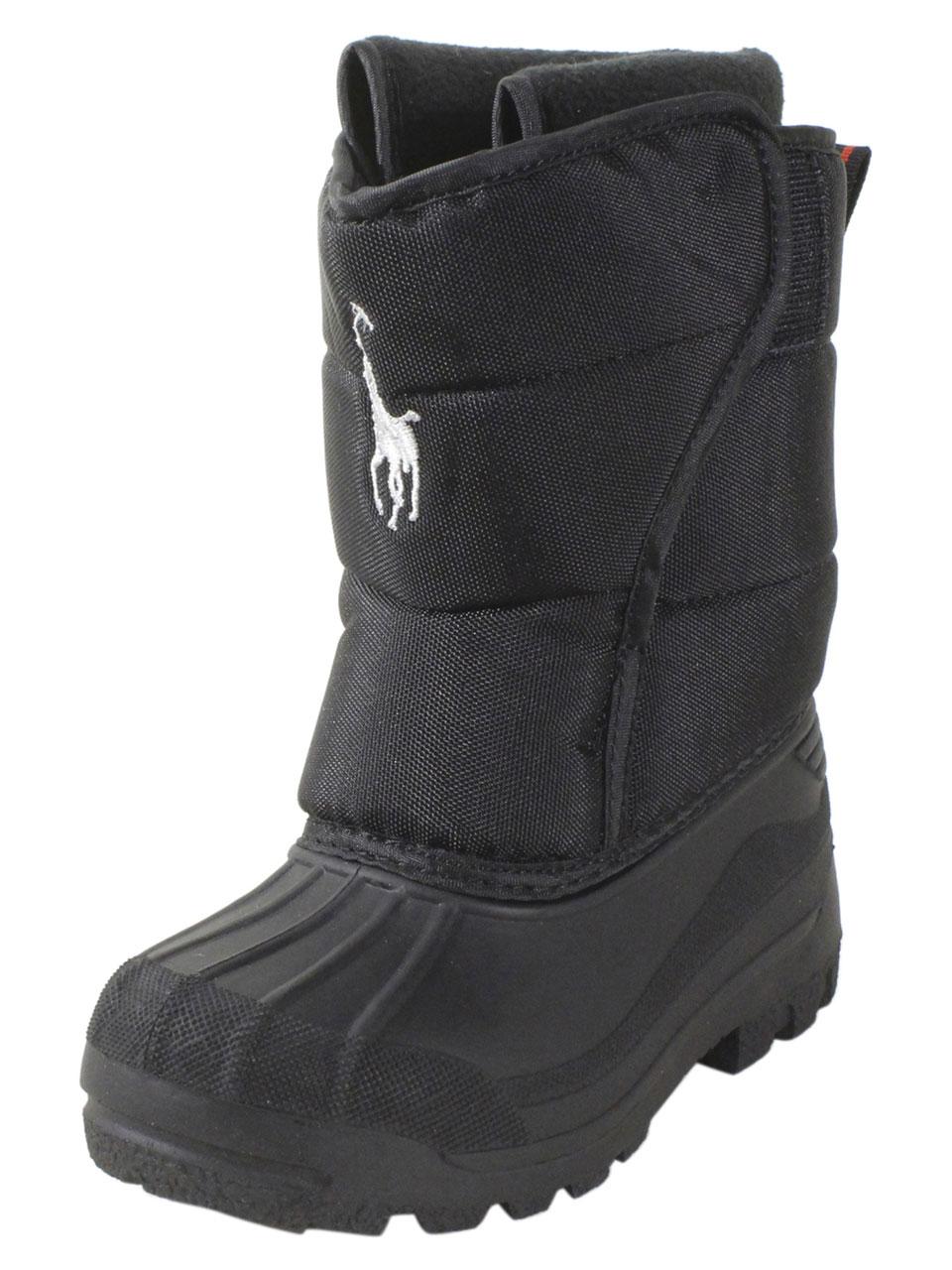 Polo Ralph Lauren Little Boy's Hamilten-II-EZ Black Winter Boots Shoes ...