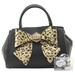 Betsey Johnson Women's Bow You See It Leopard Removable Bow Satchel Handbag