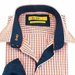 Brio Milano Men's Stitched Collar Small Plaid Button Up Dress Shirt