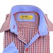 Brio Milano Men's Stitched Collar Small Plaid Button Up Dress Shirt