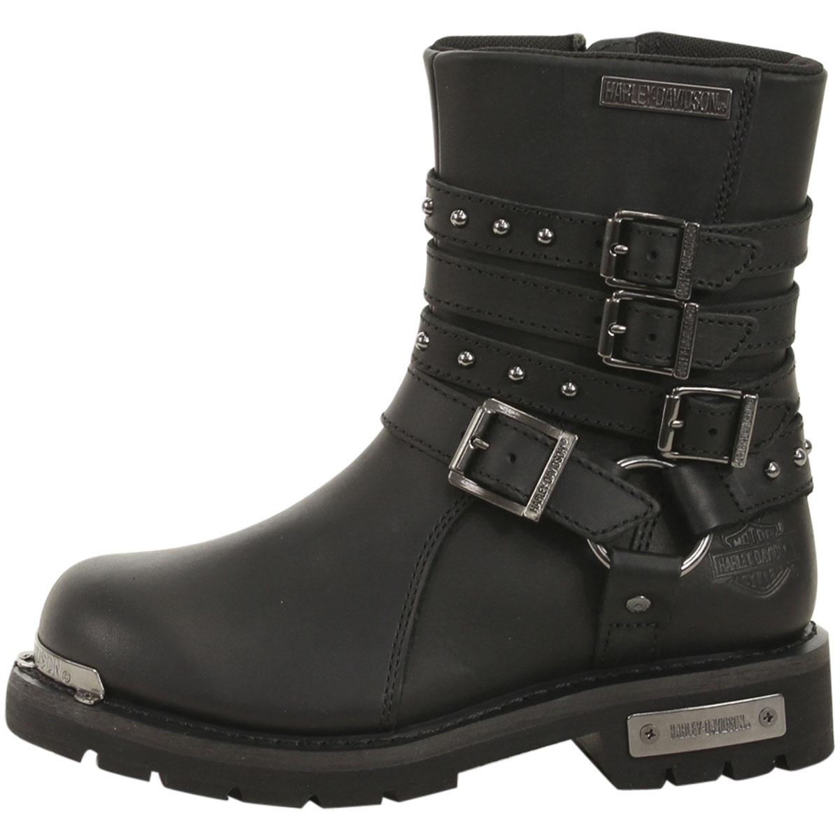 Damenschuhe Damen Eddington Schwarze Leder Reissverschluss Biker Boots Von Harley Davidson Kleidung Accessoires Kidzandkai Com