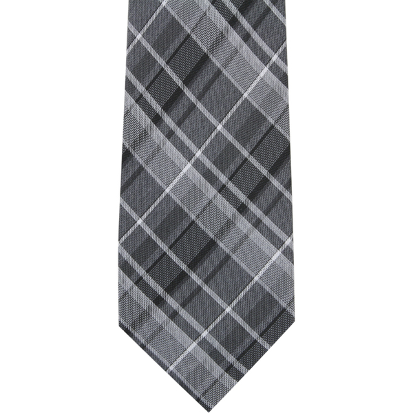  Calvin Klein Men's Graphite Schoolboy Plaid Tie 