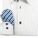 Brio Milano Men's Contrast Collar Pin Stripe Button Up Dress Shirt