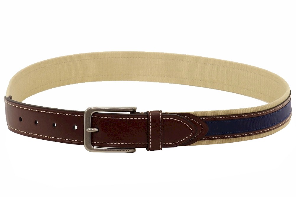Tommy Hilfiger Men's Canvas/Leather Ribbon Belt | JoyLot.com