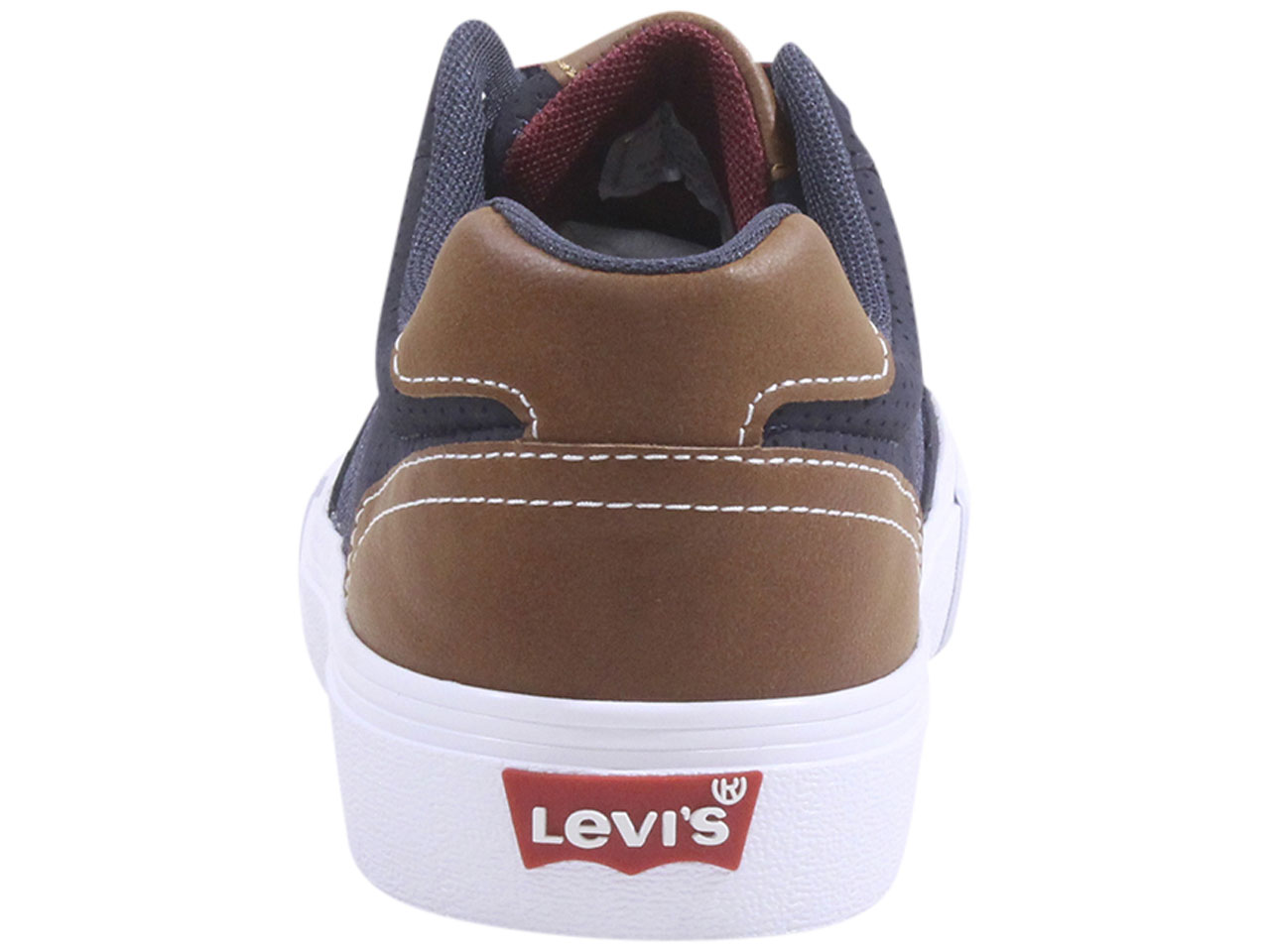 Levis Men's Lancer Sneakers Low Top Lace Up Perforated Navy/Burgundy Sz. 13  