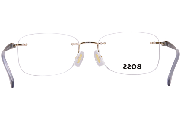  Hugo Boss 1424 Titanium Eyeglasses Men's Rimless Rectangle Shape 