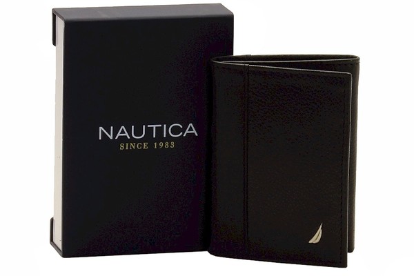  Nautica Men's Bowline Genuine Leather Tri-Fold Wallet 