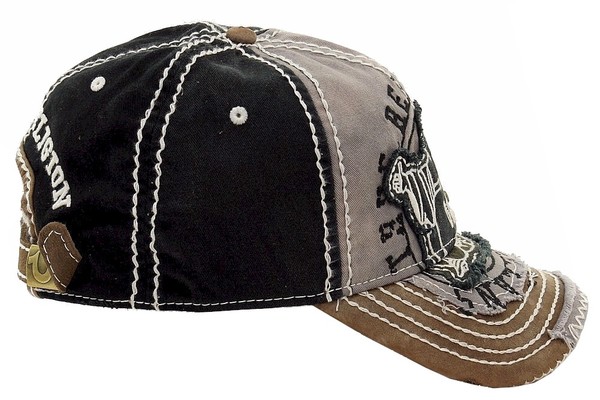 True Religion Men's Distressed Buddha Baseball Cap Hat (One Size Fits Most) 
