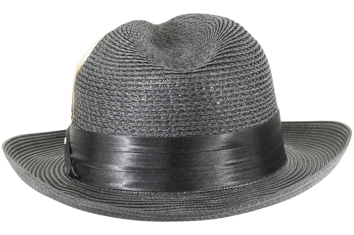 Stacy Adams Men's Vent Paper Milan Straw Pinch Front Fedora Hat ...