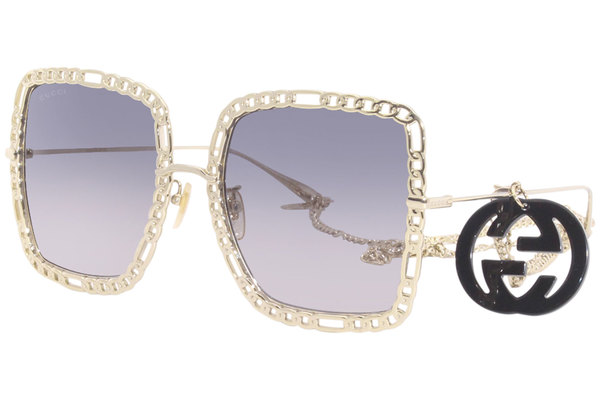  Gucci GG1033S Sunglasses Women's Chain Mother of Pearl Logo Necklace Square 