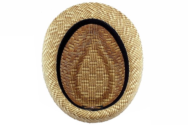 Henschel Men's Vented Two-Tone Straw Fedora Hat 