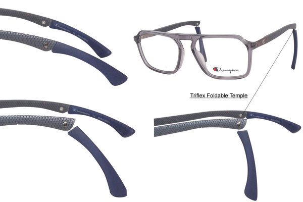  Champion CHOMP Eyeglasses Men's Full Rim Square Shape Tri-Flex 