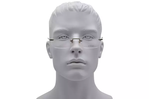  Eyevan Grain Eyeglasses Rimless Rectangle Shape 