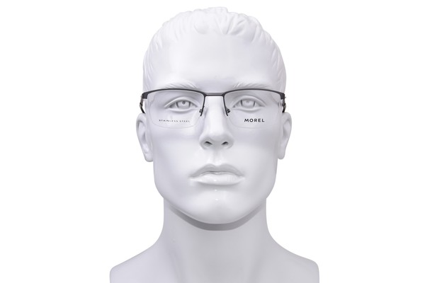  Morel Halley-4 Eyeglasses Men's Semi Rim Rectangle Shape 