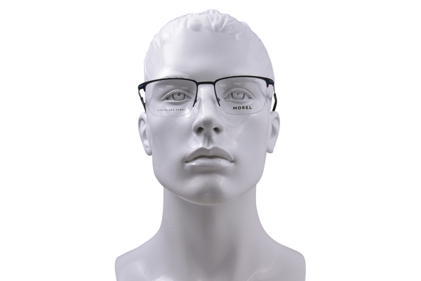  Morel Planck-5 Eyeglasses Men's Semi Rim Rectangle Shape 