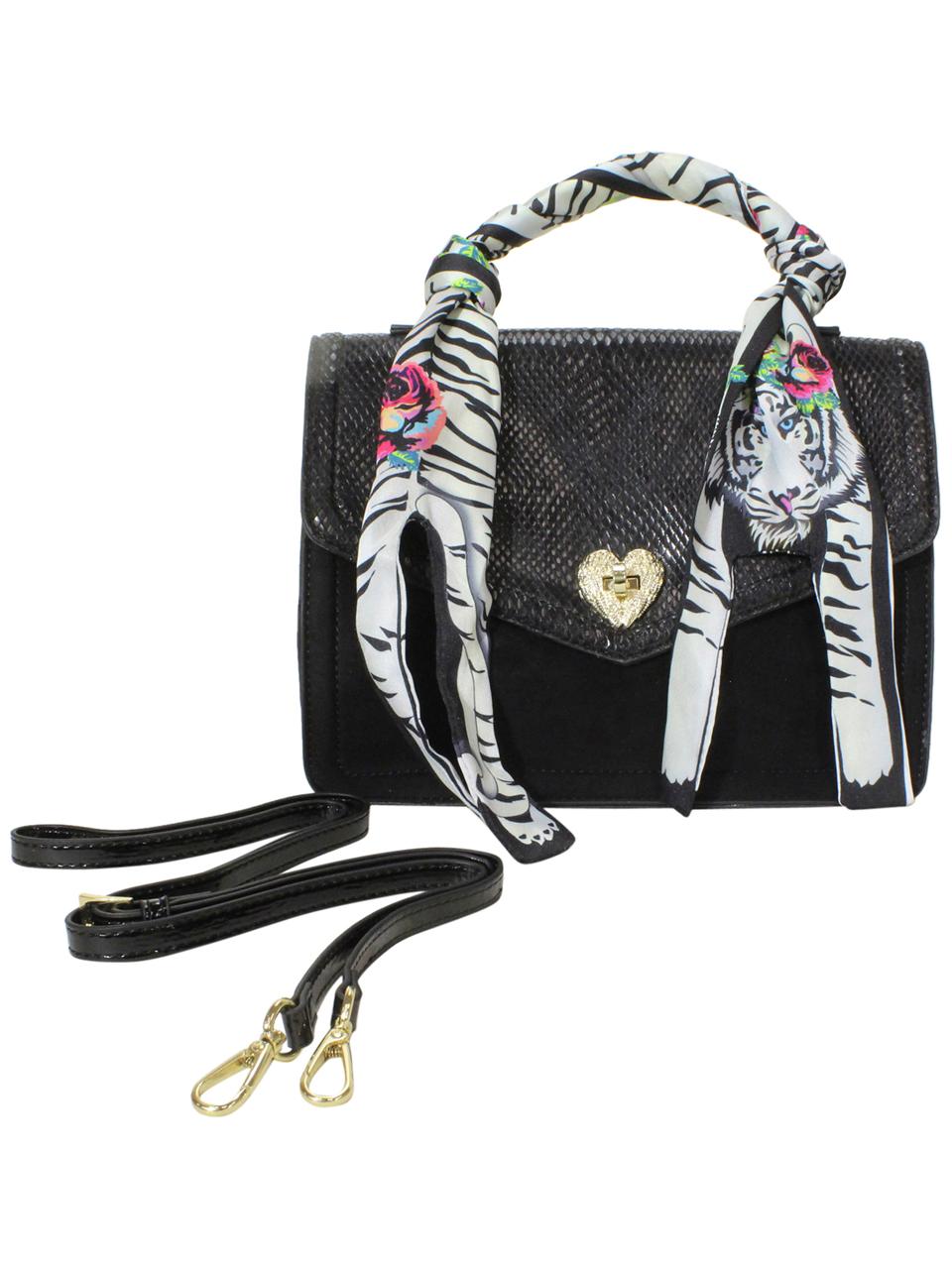 BETSEY JOHNSON BLACK SATCHEL Handbag SKULL FLORAL Pink Scarf Purse  Crossbody NWT $64.98 - PicClick