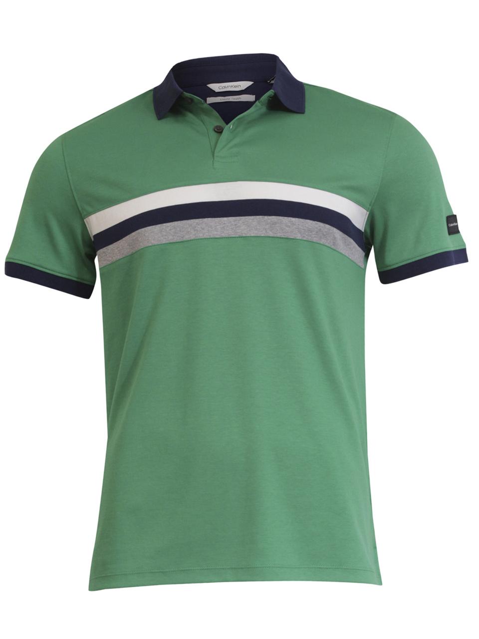 Calvin Klein Men\'s Liquid Touch Colorblock Short Sleeve Cotton Polo Shirt