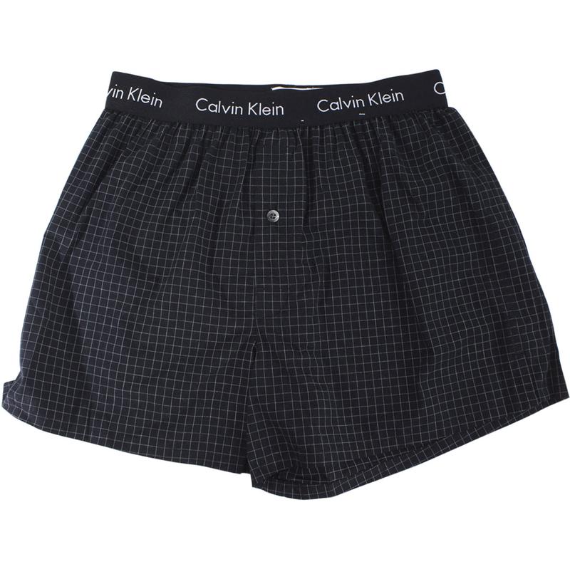 Calvin Klein Underwear Men's BXR-Matrix Black Plaid Woven Boxers |  