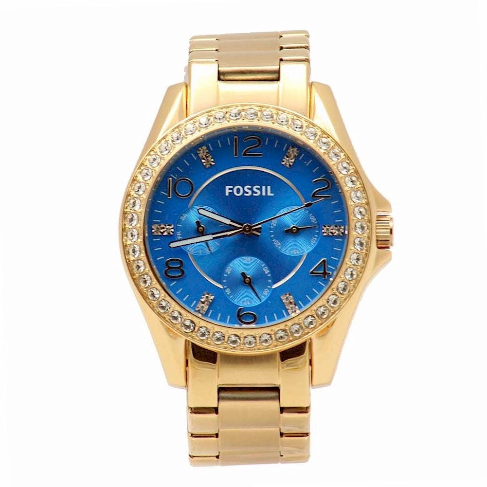 Fossil Riley ES3569 Rose Gold Swarovski Crystals Chronograph Watch ...