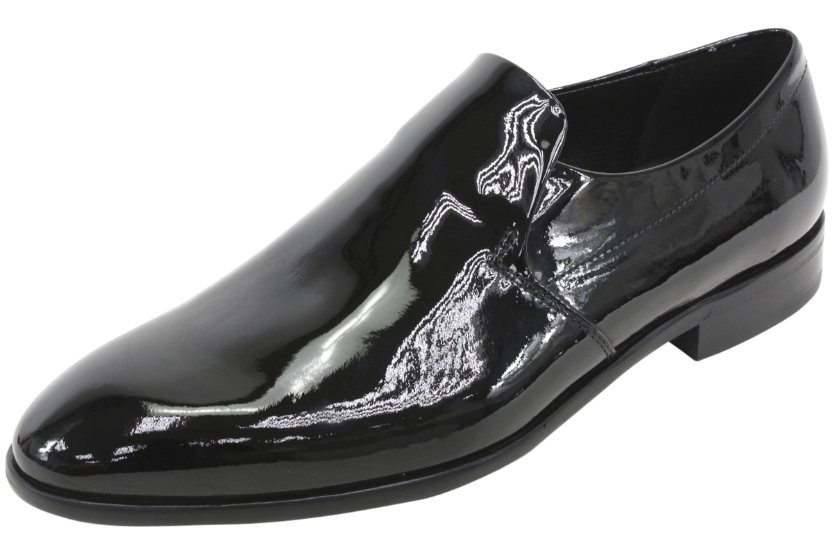 patent leather tuxedo loafers