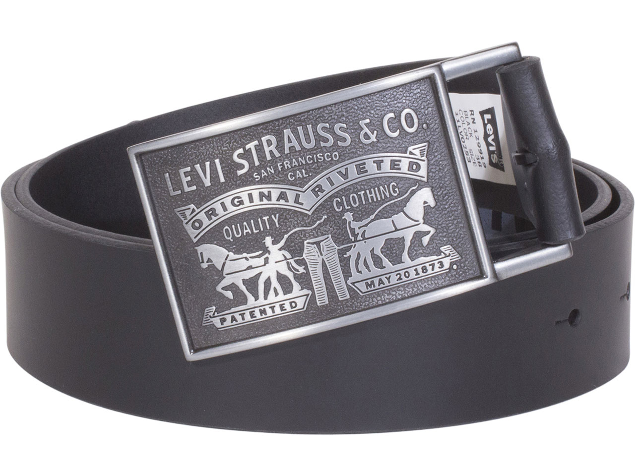 Levi's Men's Genuine Bridle Leather Belt Plaque Buckle Snap Closure |  