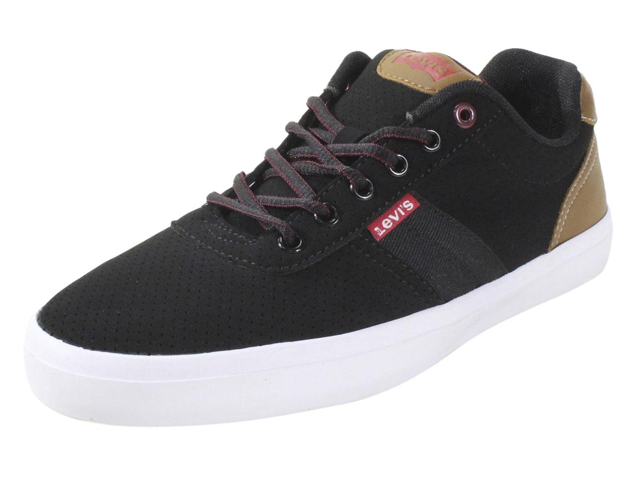Levi's Men's Miles-Pin-Perf-PU-NB-2 Black/Burgundy Levis Sneakers Shoes Size : 10 Sneakers \u0026 Athletic Shoes