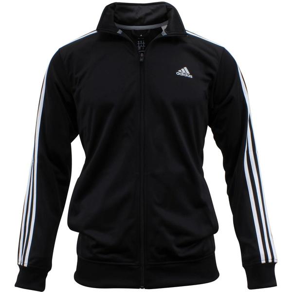  Adidas Men's Essentials Black/White Tricot Long Sleeve Track Jacket 