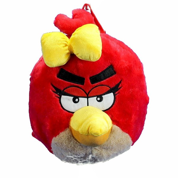  Angry Birds Girl's Red Plush Backpack Bag 