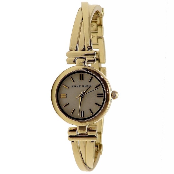  Anne Klein Women's AK/1170MPGB Gold/White Analog Bangle Watch 