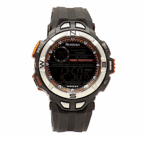  Armitron Men's 40/8233ORG Black/Orange Digital Chronograph Watch 