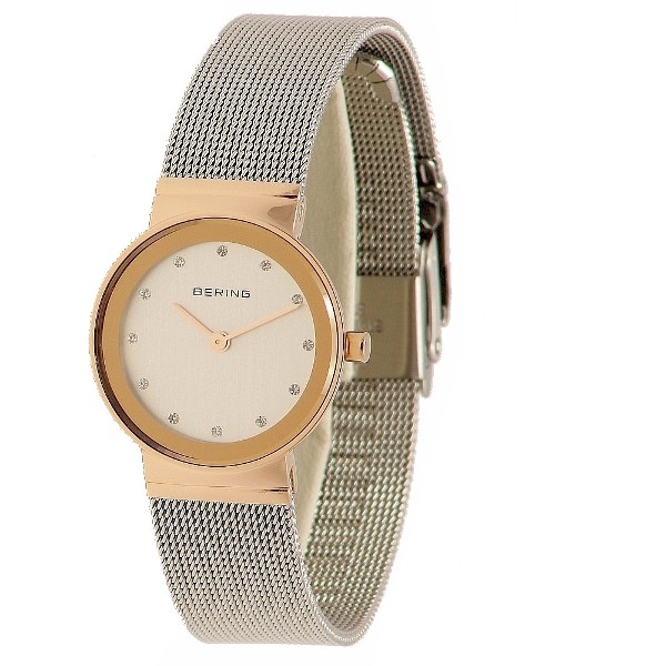  Bering Women's 10126-066 Classic Silver/Rose Gold Analog Watch 