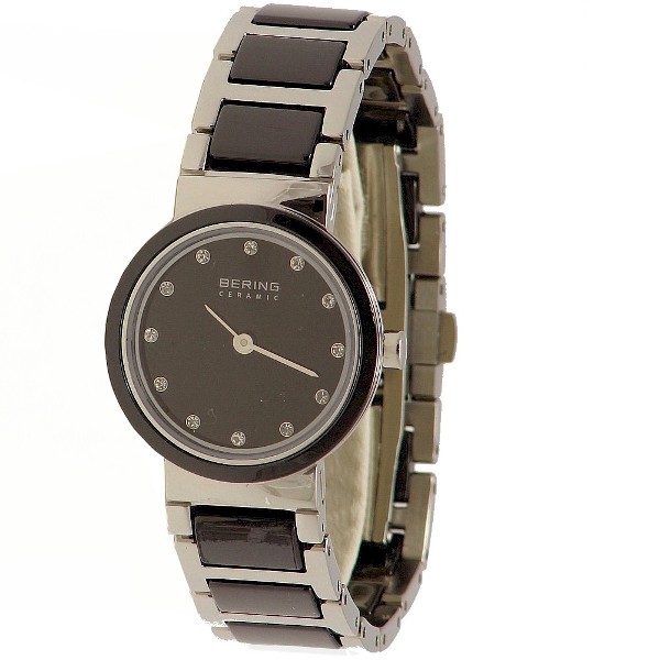  Bering Women's 10725-742 Stainless Steel Silver/Ceramic Black Analog Watch 