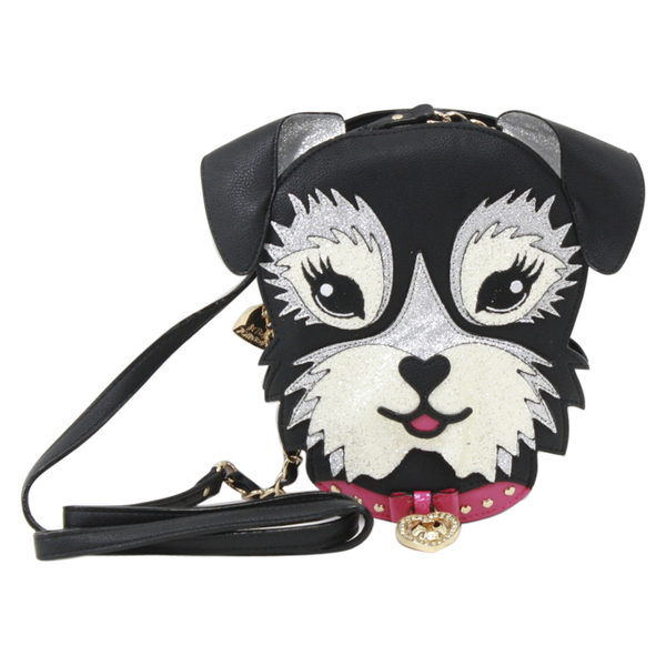  Betsey Johnson Women's Kitsch Fritzy The Puppy Black Crossbody Handbag 