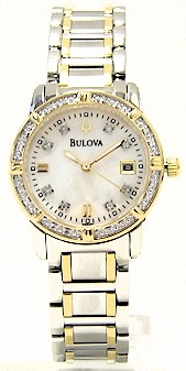  BULOVA 98R107 Watch Ladies Diamonds Marine Star Mother Of Pearl 