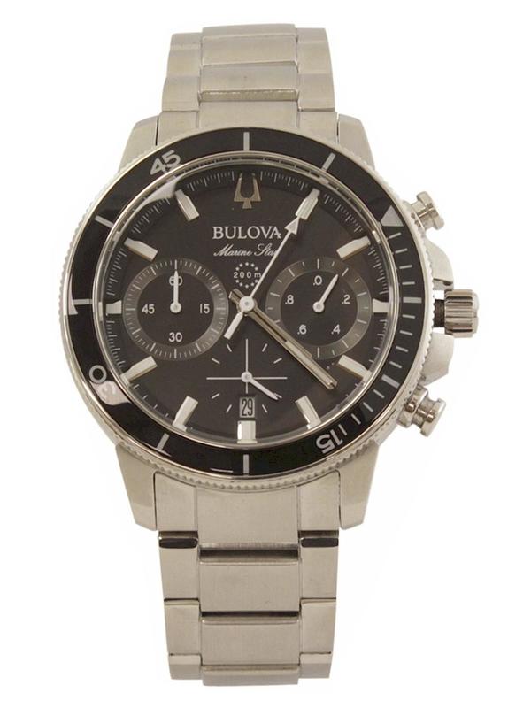  Bulova Men's Marine Star 96B272 Silver Chronograph Analog Watch 