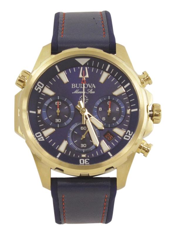  Bulova Men's Marine-Star 97B168 Gold/Blue Chronograph Analog Watch 