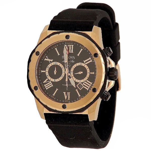  Bulova Men's Marine Star Two-Tone Black/Bronze Calander Chronograph Watch 