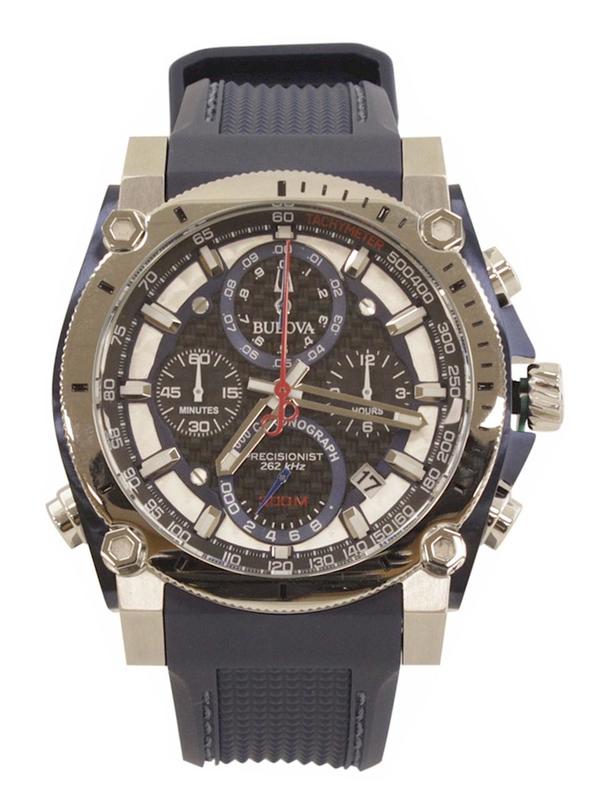  Bulova Men's Precisionist 98B315 Blue/Silver Chronograph Analog Watch 