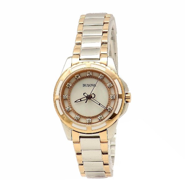  Bulova Women's Diamond Collection 98P134 Two-Tone Analog Watch 