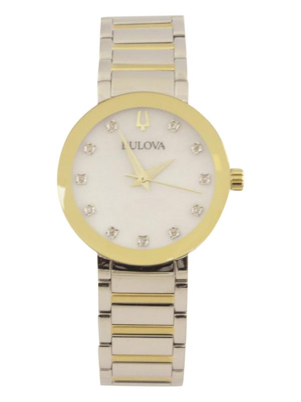  Bulova Women's Modern 98P180 Two-Tone Silver/Gold Diamond Analog Watch 