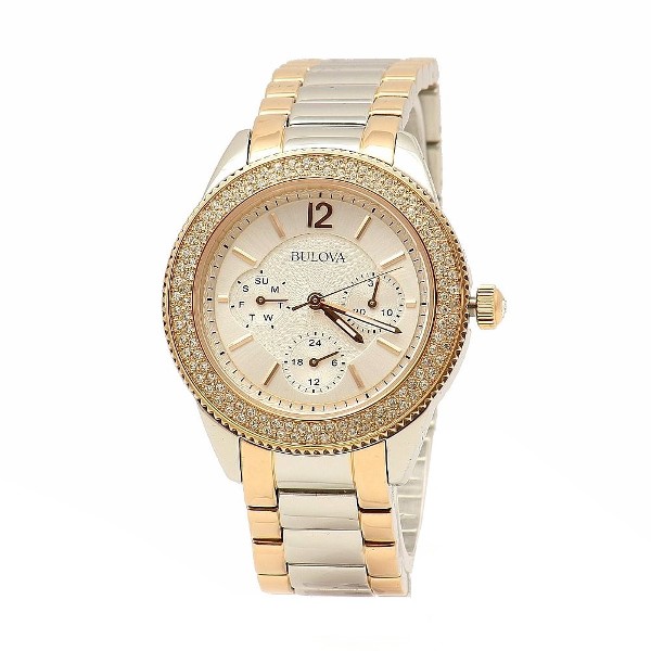  Bulova Women's Swarovski Crystal Collection 98N100 Two-Tone Watch 