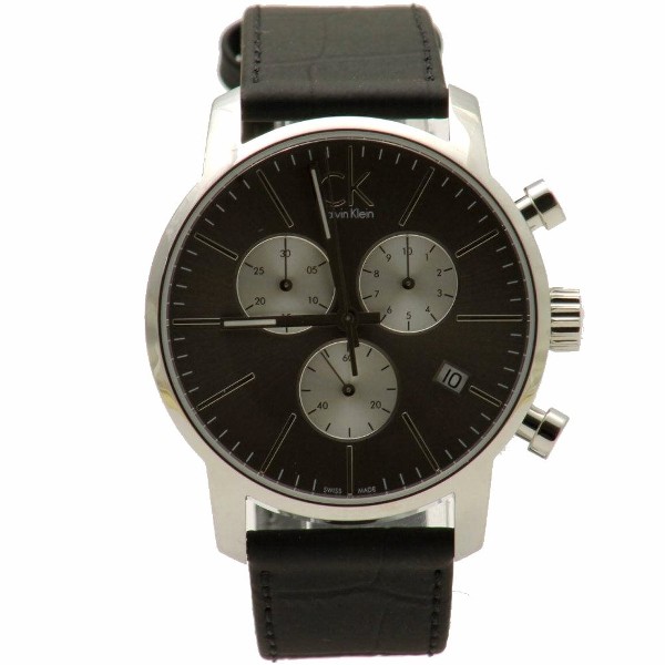  Calvin Klein Men's K2G271CX Black Leather Chronograph Watch 