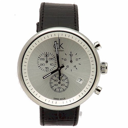  Calvin Klein Men's K2N271C6 Substantial Black Leather Analog Watch 