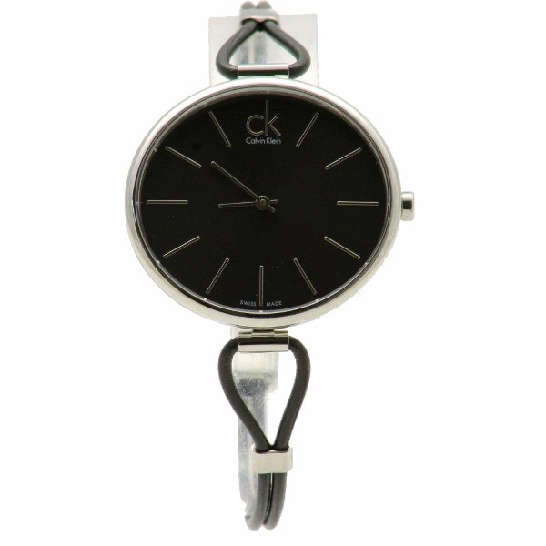  Calvin Klein Women's K3V231C1 Black Leather Bracelet Analog Watch 