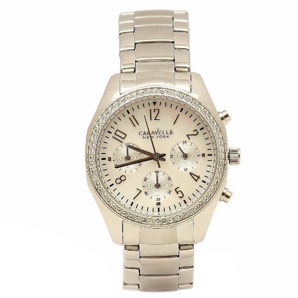  Caravelle New York 43L159 Silver Crystal Stainless Steel Watch 