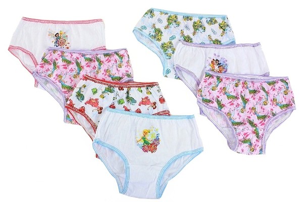  Disney Fairies Girl's 7-Pc Assorted Cotton Brief Underwear 